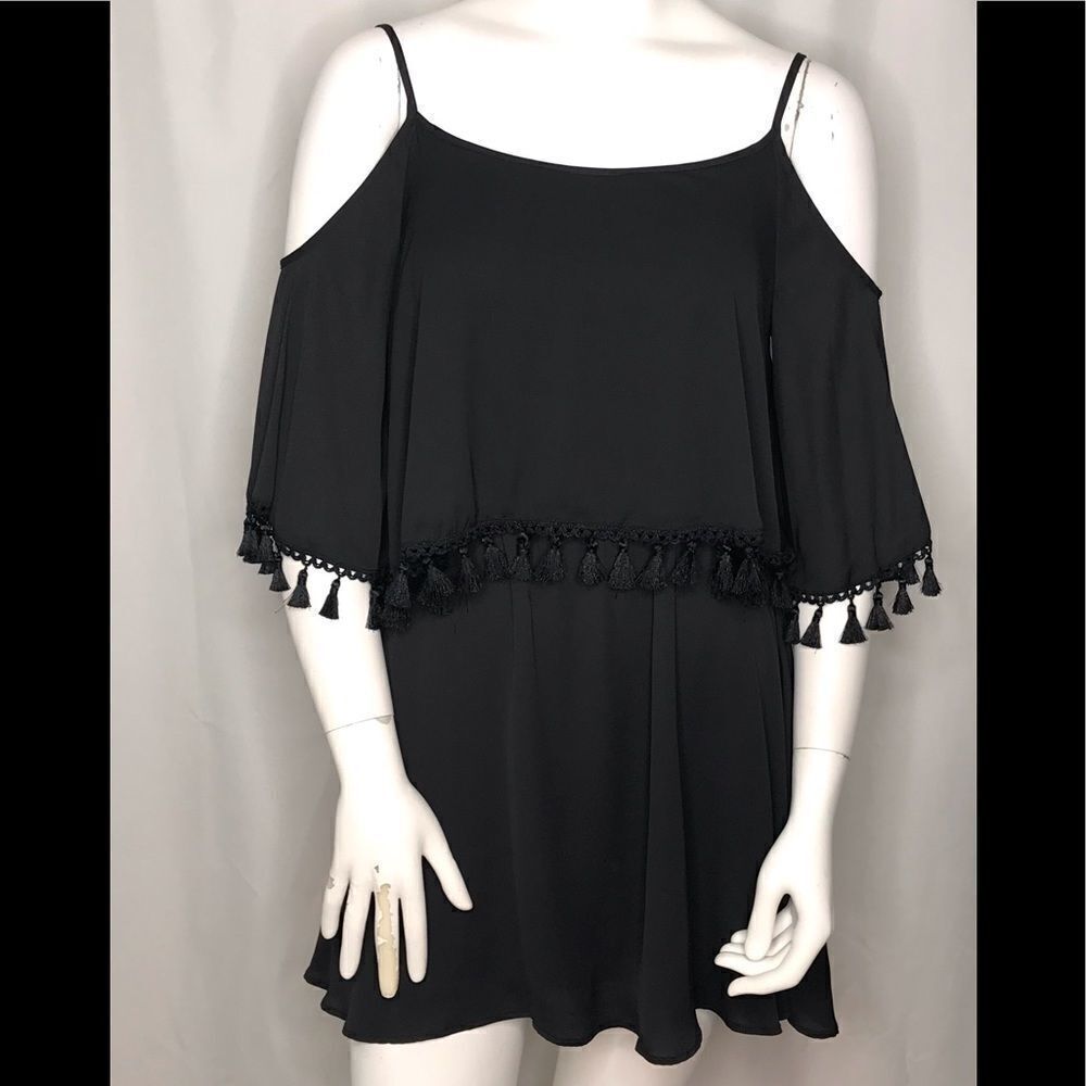 H&M Black Cold Shoulder Mini Dress 4 NWT